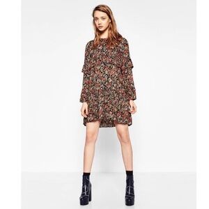 Zara Black and Red Long Sleeve Sundress